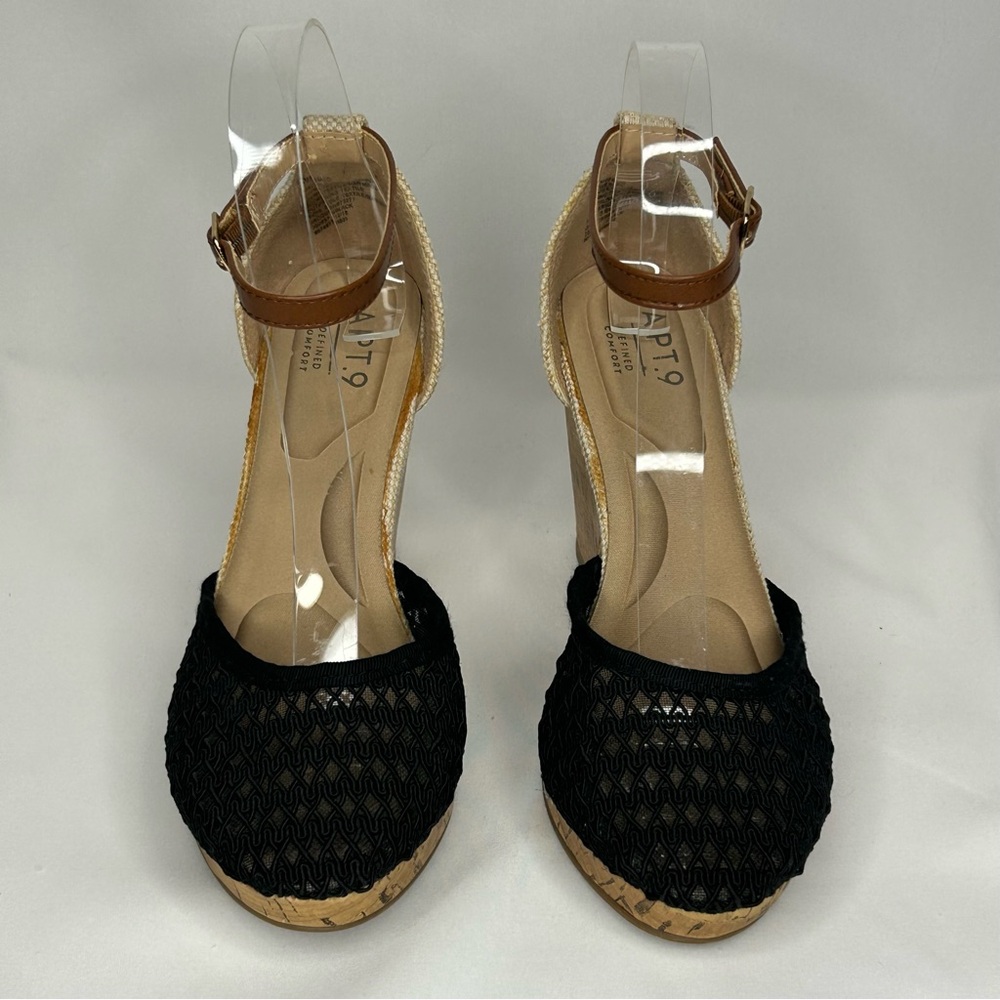 Apt. 9 Jacques ankle strap black cork wedge sandal, 6 - Picture 4 of 12
